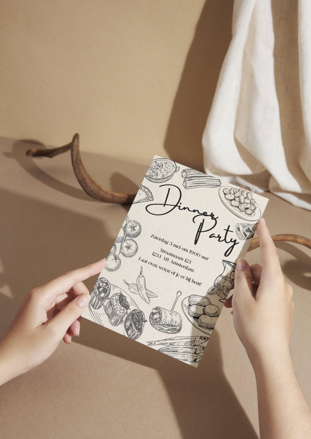 Canva template uitnodiging diner