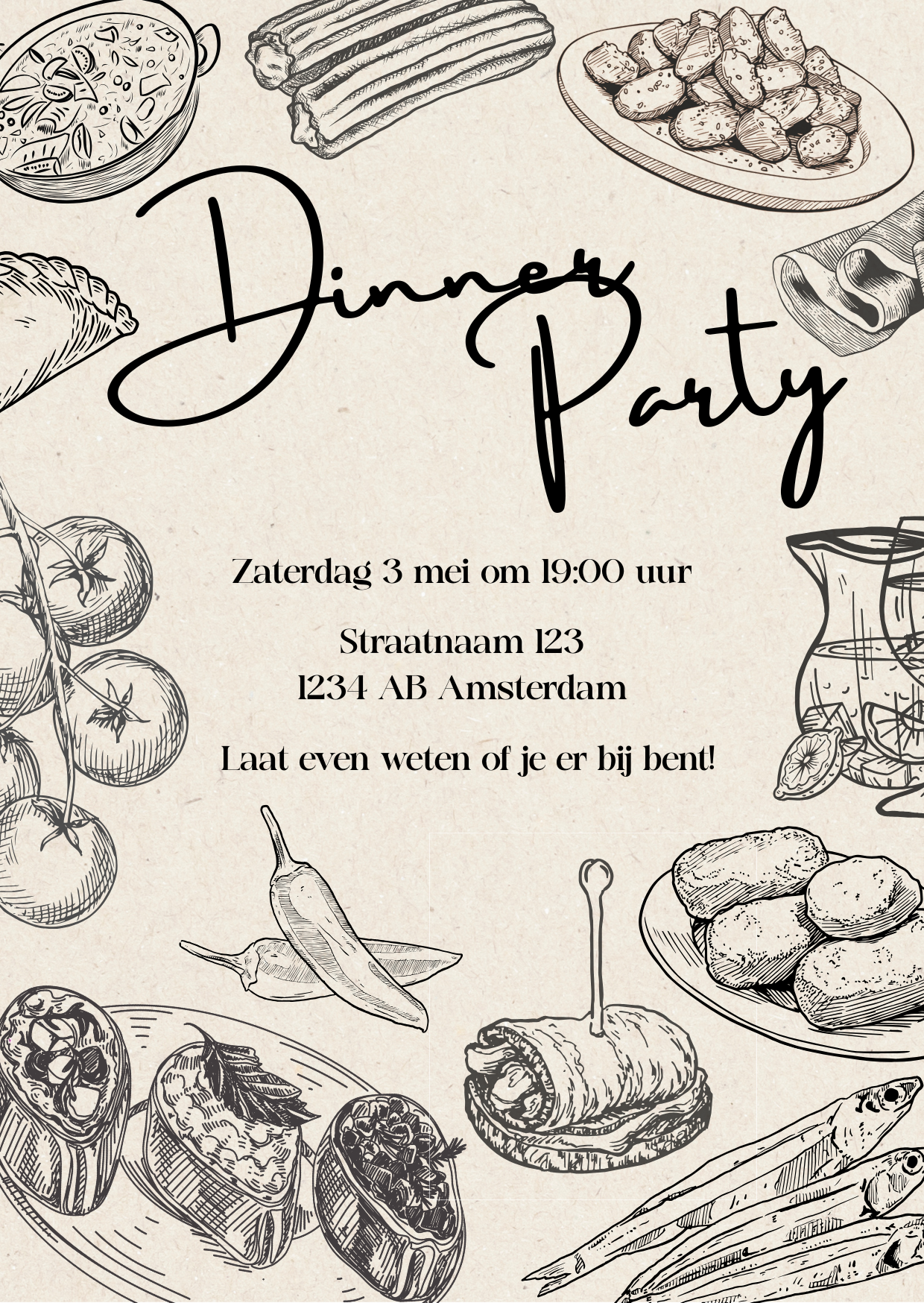 Canva template uitnodiging diner